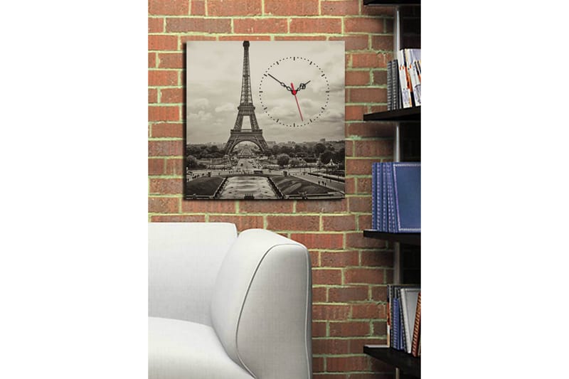 Dekorativt Canvas Maleri med Ur - Flerfarvet - Boligtilbehør - Vægdekoration - Vægure & Ure