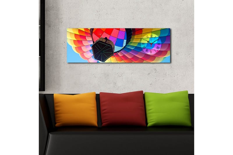 Dekorativt Canvas Maleri med Ur - Flerfarvet - Boligtilbehør - Vægdekoration - Vægure & Ure