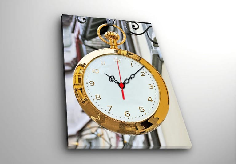 Dekorativt Canvas Maleri med Ur - Flerfarvet - Boligtilbehør - Vægdekoration - Vægure & Ure