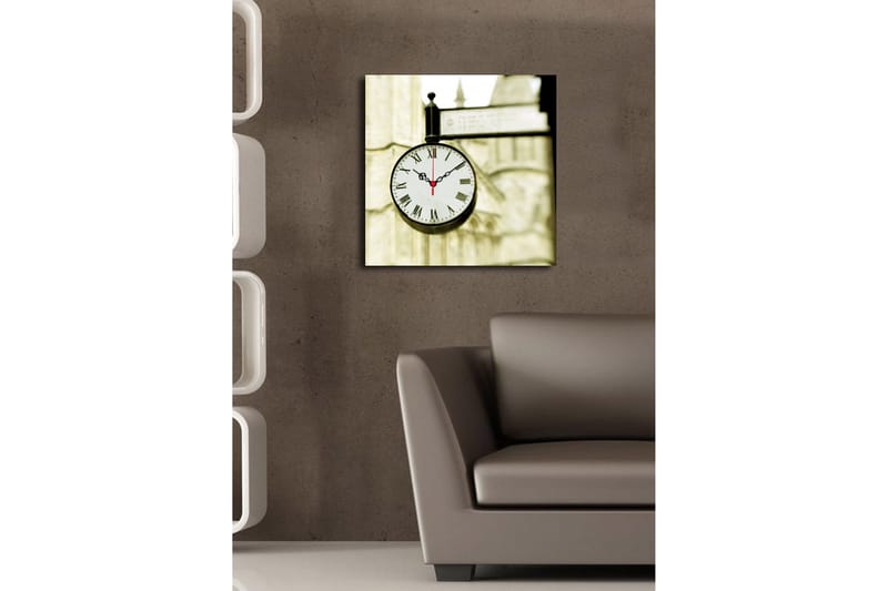 Dekorativt Canvas Maleri med Ur - Flerfarvet - Boligtilbehør - Vægdekoration - Vægure & Ure