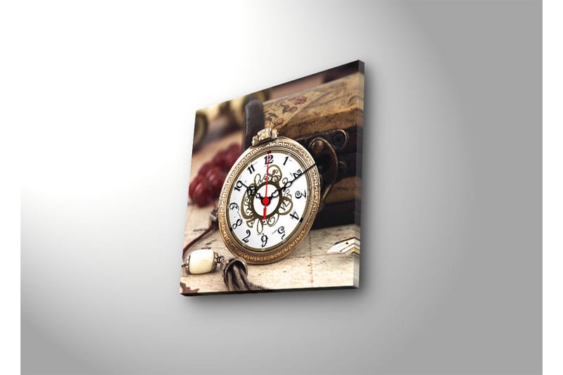 Dekorativt Canvas Maleri med Ur - Flerfarvet - Boligtilbehør - Vægdekoration - Vægure & Ure