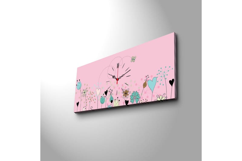 Dekorativt Canvas Maleri med Ur - Flerfarvet - Boligtilbehør - Vægdekoration - Vægure & Ure