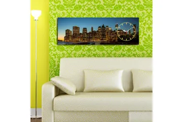 Dekorativt Canvas Maleri med Ur - Flerfarvet - Boligtilbehør - Vægdekoration - Vægure & Ure