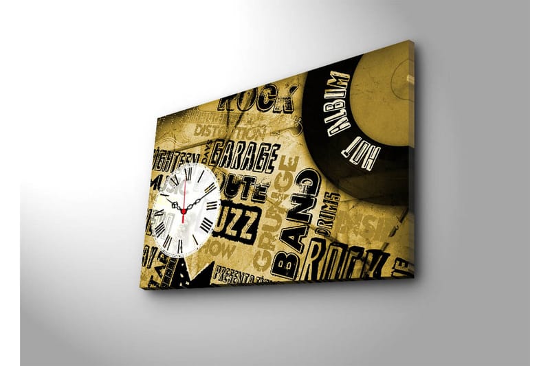 Dekorativt Canvas Maleri med Ur - Flerfarvet - Boligtilbehør - Vægdekoration - Vægure & Ure