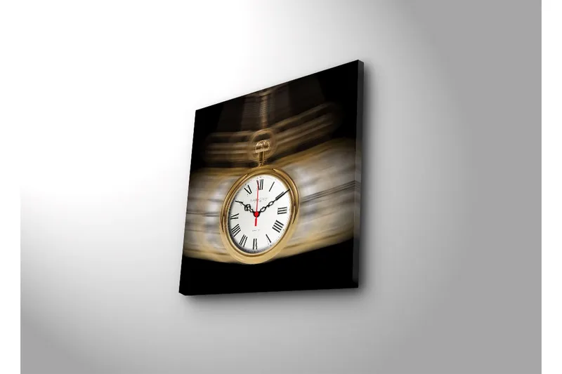 Dekorativt Canvas Maleri med Ur - Flerfarvet - Boligtilbehør - Vægdekoration - Vægure & Ure