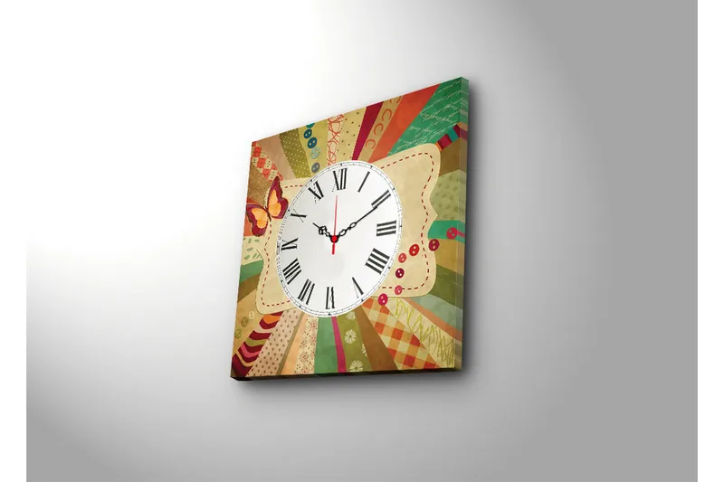 Dekorativt Canvas Maleri med Ur - Flerfarvet - Boligtilbehør - Vægdekoration - Vægure & Ure