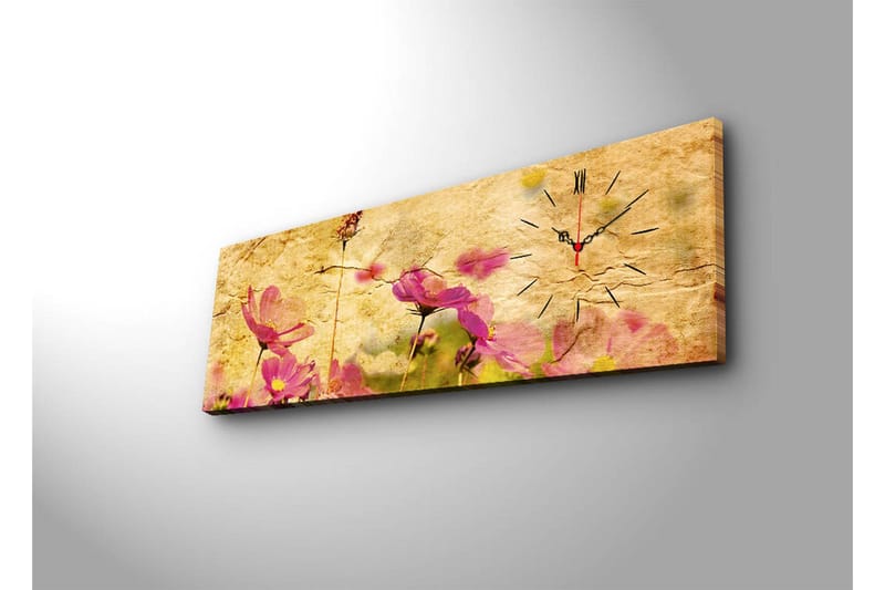 Dekorativt Canvas Maleri med Ur - Flerfarvet - Boligtilbehør - Vægdekoration - Vægure & Ure