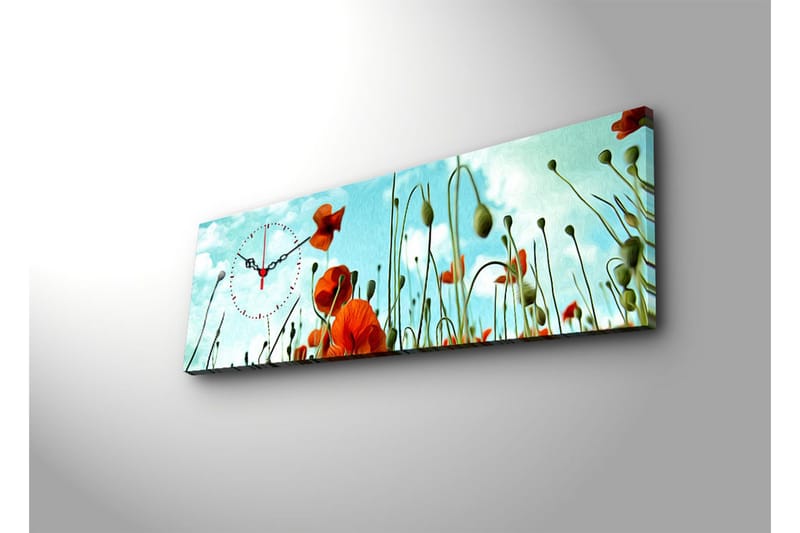 Dekorativt Canvas Maleri med Ur - Flerfarvet - Boligtilbehør - Vægdekoration - Vægure & Ure