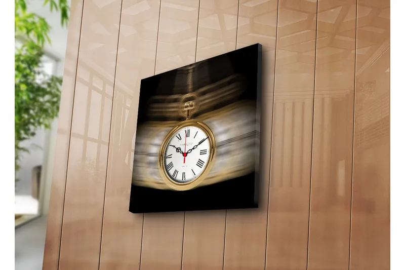 Dekorativt Canvas Maleri med Ur - Flerfarvet - Boligtilbehør - Vægdekoration - Vægure & Ure