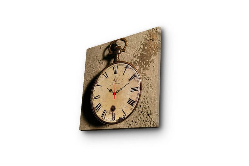 Dekorativt Canvas Maleri med Ur - Flerfarvet - Boligtilbehør - Vægdekoration - Vægure & Ure