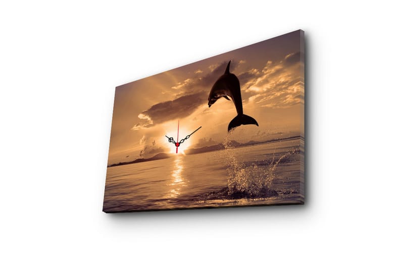 Dekorativt Canvas Maleri med Ur - Flerfarvet - Boligtilbehør - Vægdekoration - Vægure & Ure