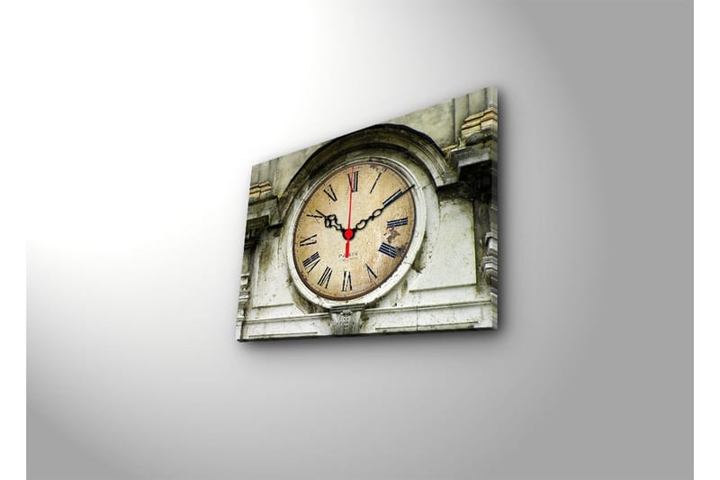 Dekorativt Canvas Maleri med Ur - Flerfarvet - Boligtilbehør - Vægdekoration - Vægure & Ure