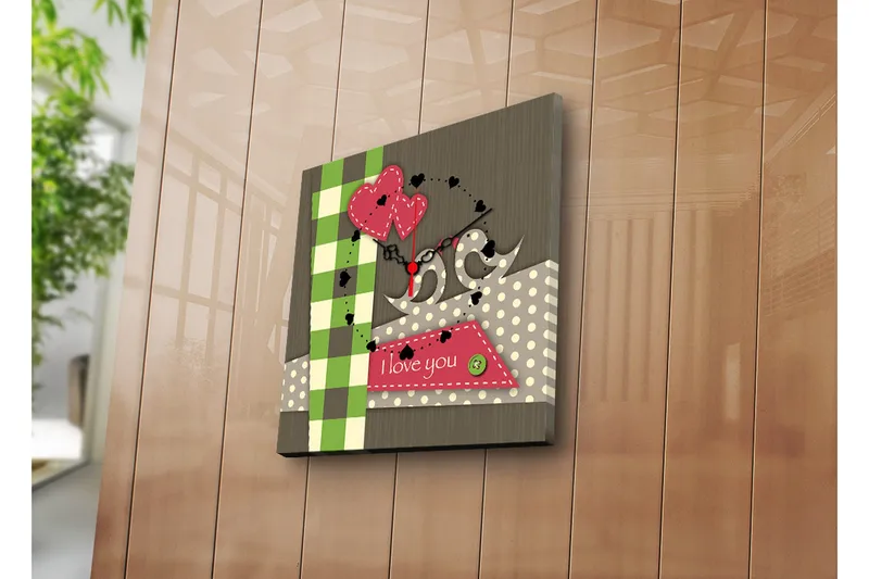 Dekorativt Canvas Maleri med Ur, Flerfarvet