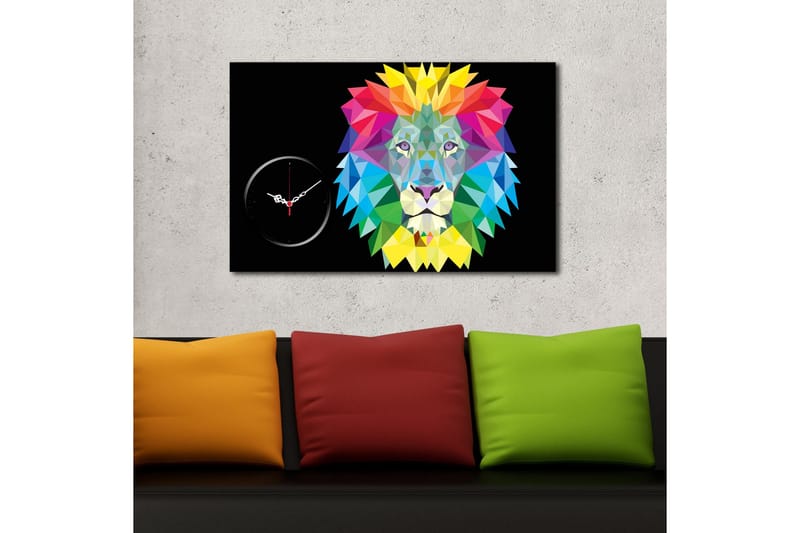 Dekorativt Canvas Maleri med Ur - Flerfarvet - Boligtilbehør - Vægdekoration - Vægure & Ure