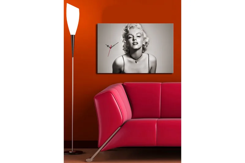 Dekorativt Canvas Maleri med Ur - Flerfarvet - Boligtilbehør - Vægdekoration - Vægure & Ure