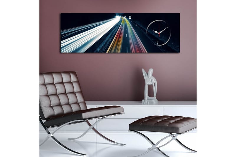 Dekorativt Canvas Maleri med Ur - Flerfarvet - Boligtilbehør - Vægdekoration - Vægure & Ure