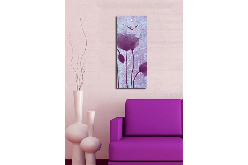 Dekorativt Canvas Maleri med Ur - Flerfarvet - Boligtilbehør - Vægdekoration - Vægure & Ure