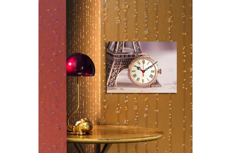 Dekorativt Canvas Maleri med Ur - Flerfarvet - Boligtilbehør - Vægdekoration - Vægure & Ure