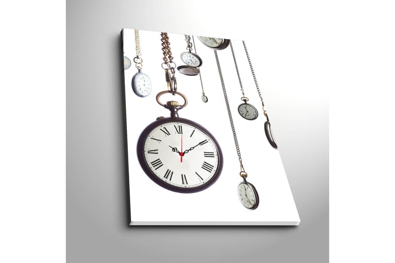 Dekorativt Canvas Maleri med Ur - Flerfarvet - Boligtilbehør - Vægdekoration - Vægure & Ure