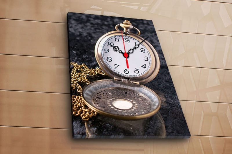 Dekorativt Canvas Maleri med Ur, Flerfarvet