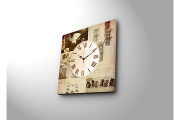 Dekorativt Canvas Maleri med Ur - Flerfarvet - Boligtilbehør - Vægdekoration - Vægure & Ure