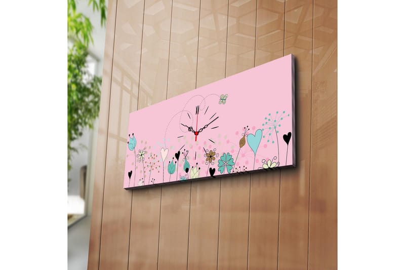 Dekorativt Canvas Maleri med Ur, Flerfarvet