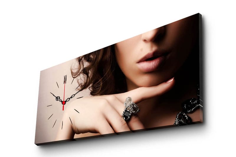 Dekorativt Canvas Maleri med Ur - Flerfarvet - Boligtilbehør - Vægdekoration - Vægure & Ure