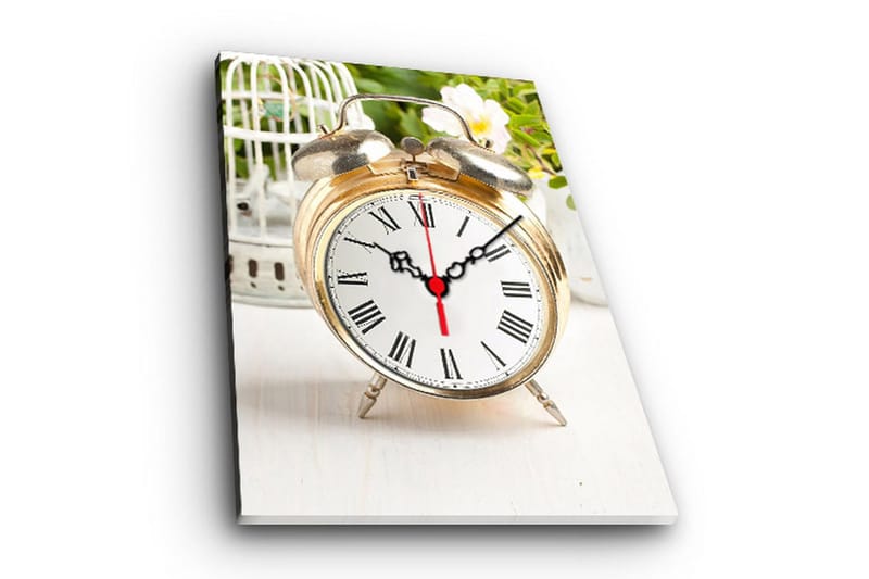 Dekorativt Canvas Maleri med Ur - Flerfarvet - Boligtilbehør - Vægdekoration - Vægure & Ure