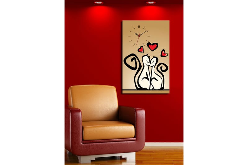 Dekorativt Canvas Maleri med Ur - Flerfarvet - Boligtilbehør - Vægdekoration - Vægure & Ure