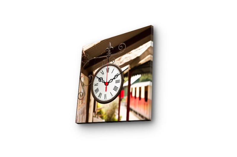 Dekorativt Canvas Maleri med Ur - Flerfarvet - Boligtilbehør - Vægdekoration - Vægure & Ure