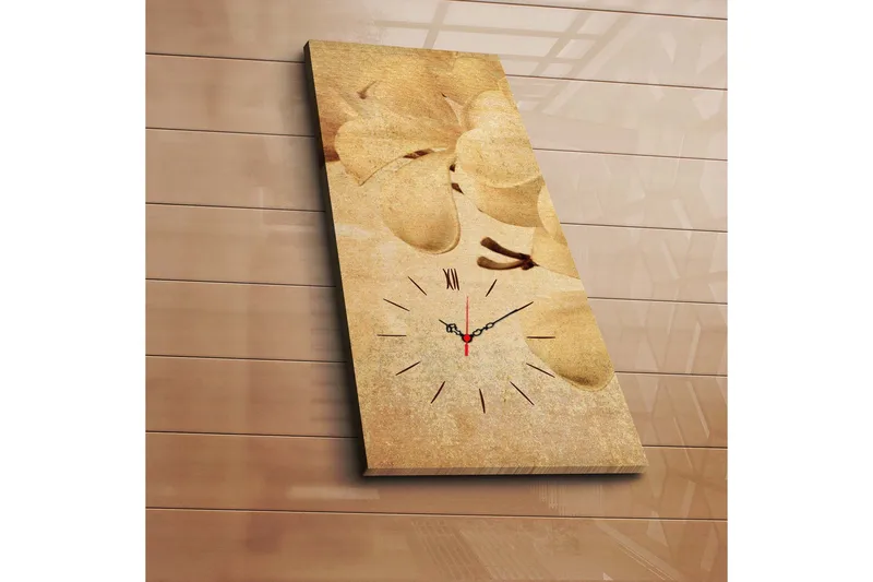 Dekorativt Canvas Maleri med Ur, Flerfarvet