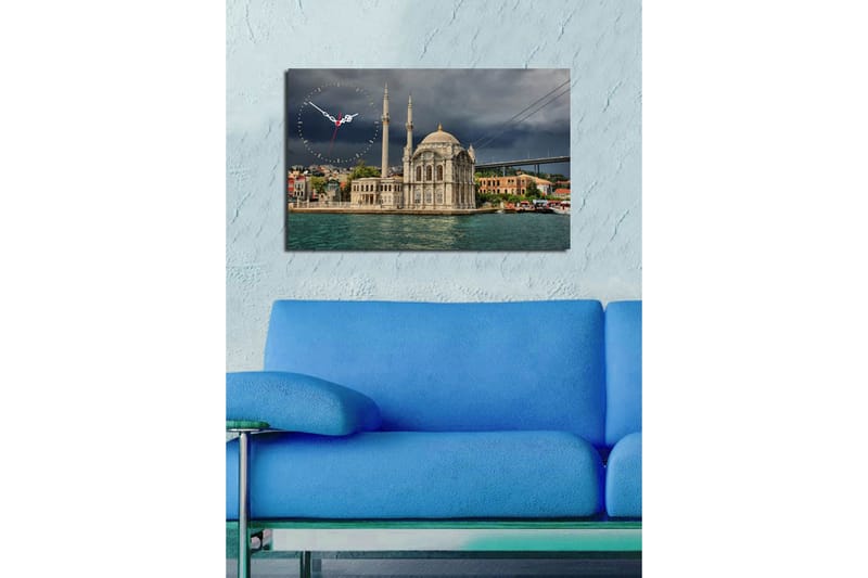 Dekorativt Canvas Maleri med Ur - Flerfarvet - Boligtilbehør - Vægdekoration - Vægure & Ure