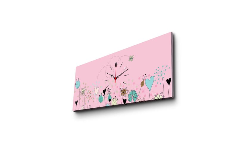 Dekorativt Canvas Maleri med Ur - Flerfarvet - Boligtilbehør - Vægdekoration - Vægure & Ure