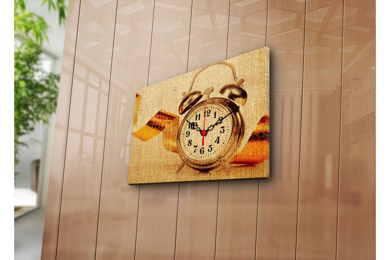 Dekorativt Canvas Maleri med Ur, Flerfarvet