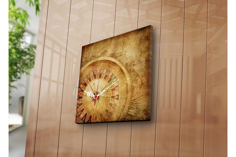 Dekorativt Canvas Maleri med Ur, Flerfarvet