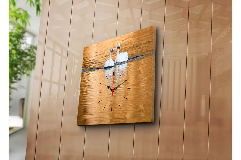 Dekorativt Canvas Maleri med Ur - Flerfarvet - Boligtilbehør - Vægdekoration - Vægure & Ure