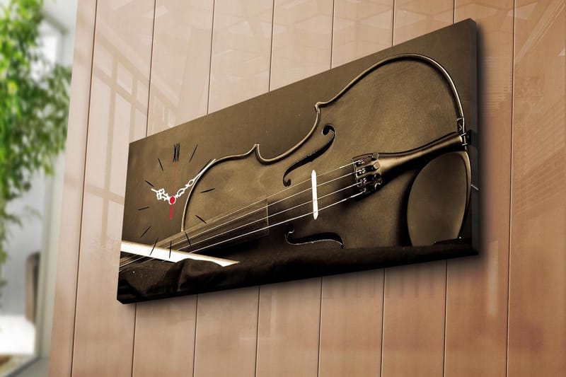 Dekorativt Canvas Maleri med Ur - Flerfarvet - Boligtilbehør - Vægdekoration - Vægure & Ure