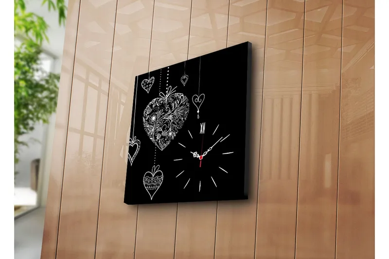 Dekorativt Canvas Maleri med Ur, Flerfarvet