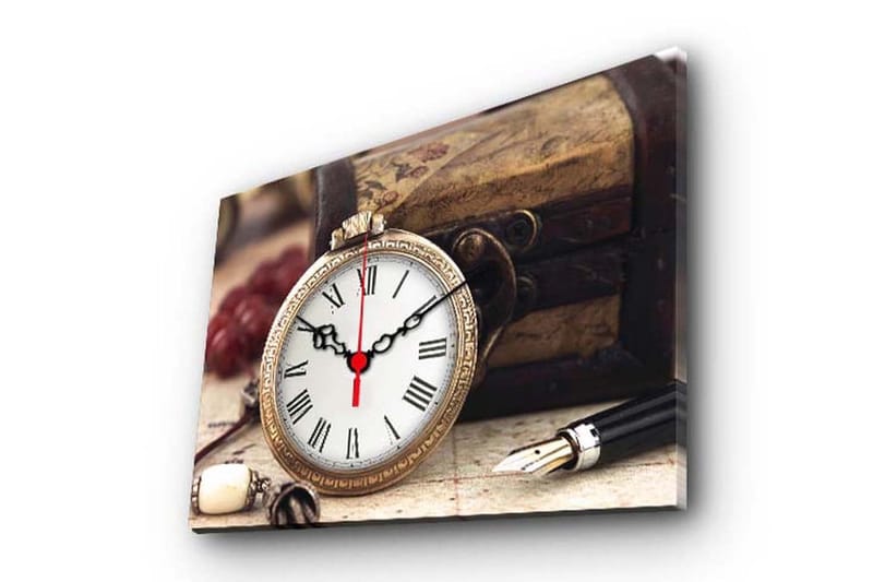 Dekorativt Canvas Maleri med Ur - Flerfarvet - Boligtilbehør - Vægdekoration - Vægure & Ure