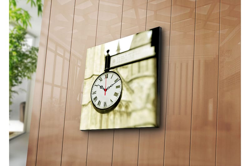 Dekorativt Canvas Maleri med Ur, Flerfarvet