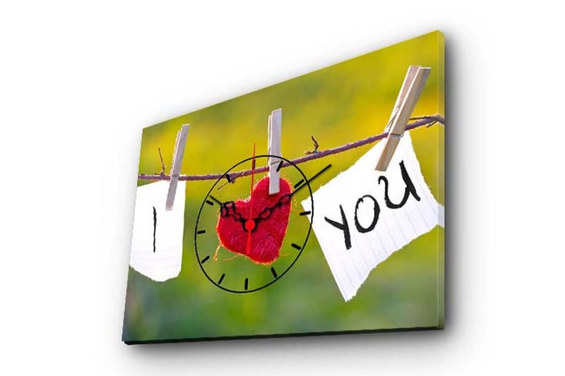 Dekorativt Canvas Maleri med Ur, Flerfarvet