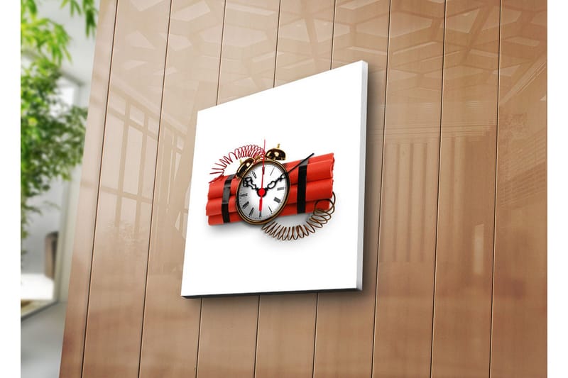 Dekorativt Canvas Maleri med Ur, Flerfarvet