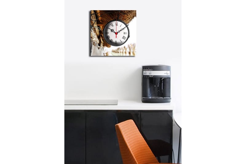 Dekorativt Canvas Maleri med Ur - Flerfarvet - Boligtilbehør - Vægdekoration - Vægure & Ure
