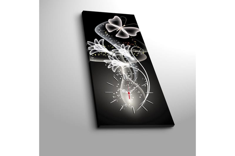 Dekorativt Canvas Maleri med Ur - Flerfarvet - Boligtilbehør - Vægdekoration - Vægure & Ure