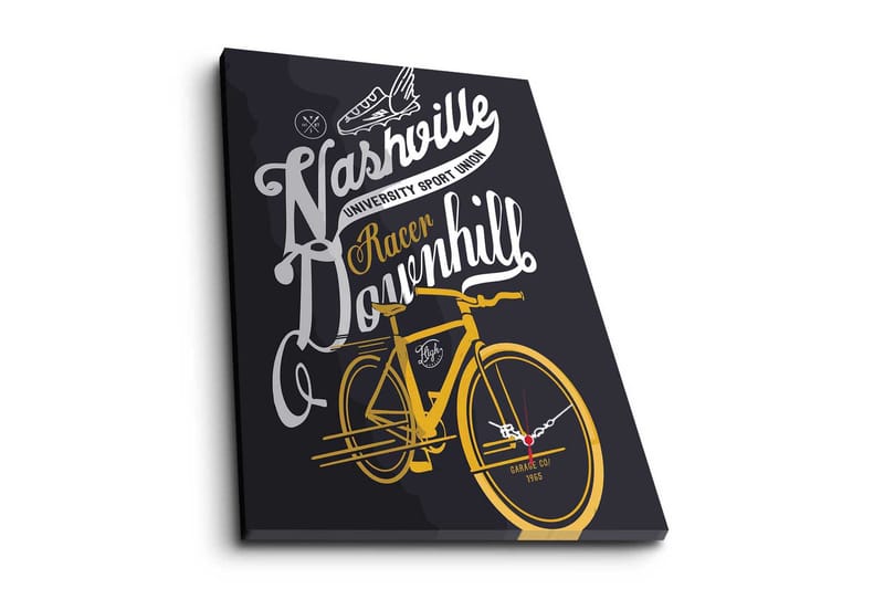 Dekorativt Canvas Maleri med Ur, Flerfarvet