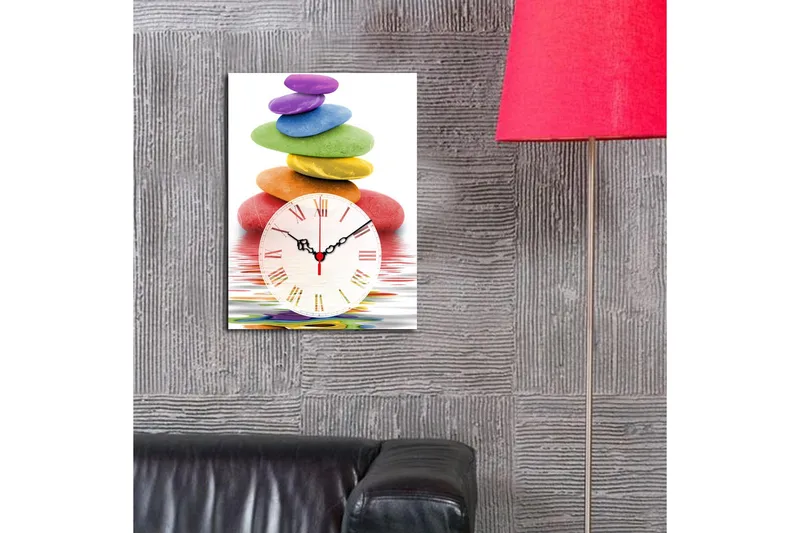 Dekorativt Canvas Maleri med Ur - Flerfarvet - Boligtilbehør - Vægdekoration - Vægure & Ure