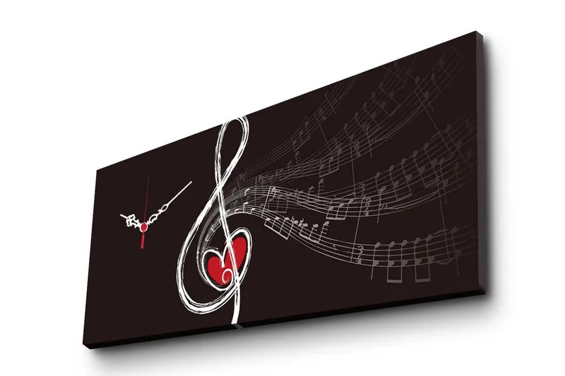 Dekorativt Canvas Maleri med Ur - Flerfarvet - Boligtilbehør - Vægdekoration - Vægure & Ure