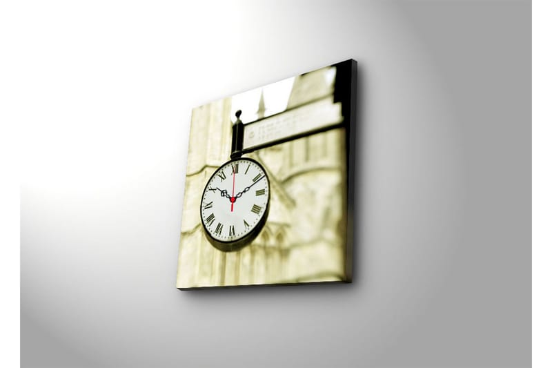 Dekorativt Canvas Maleri med Ur - Flerfarvet - Boligtilbehør - Vægdekoration - Vægure & Ure
