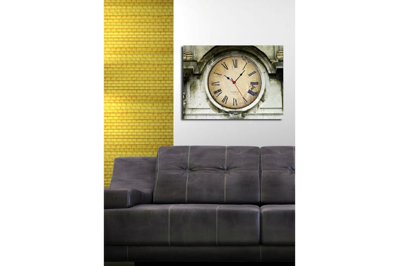 Dekorativt Canvas Maleri med Ur - Flerfarvet - Boligtilbehør - Vægdekoration - Vægure & Ure