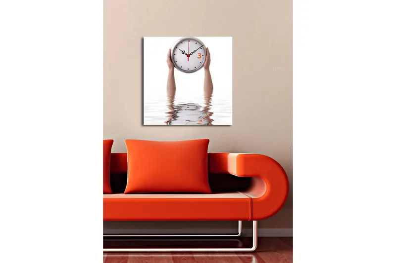 Dekorativt Canvas Maleri med Ur - Flerfarvet - Boligtilbehør - Vægdekoration - Vægure & Ure